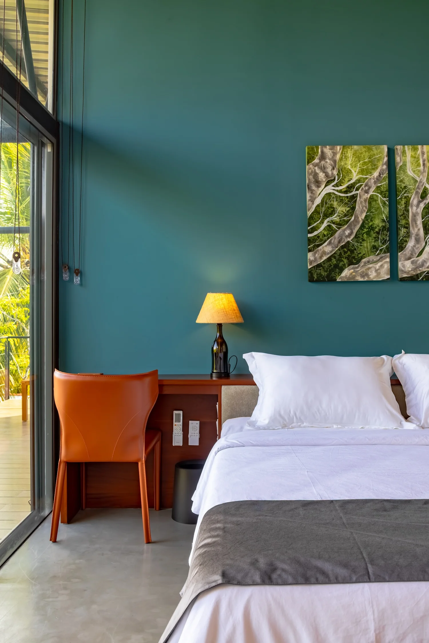 Portrait bedroom composition with refined boutique details and soft natural light