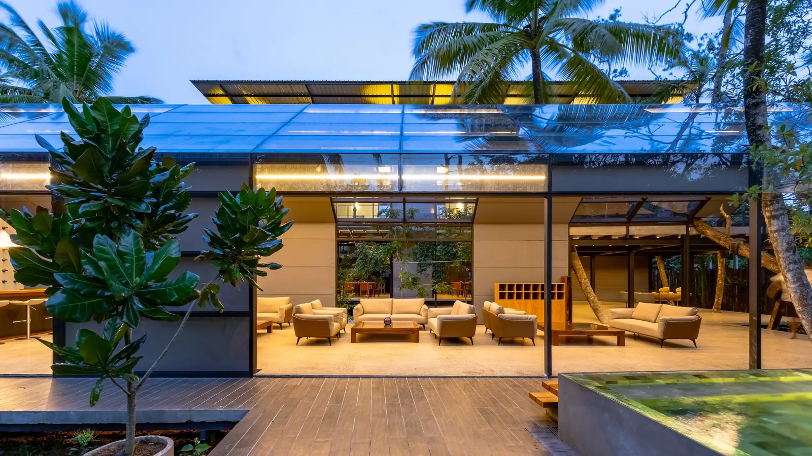 Tropical setting and architecture around BlackRoots Unawatuna
